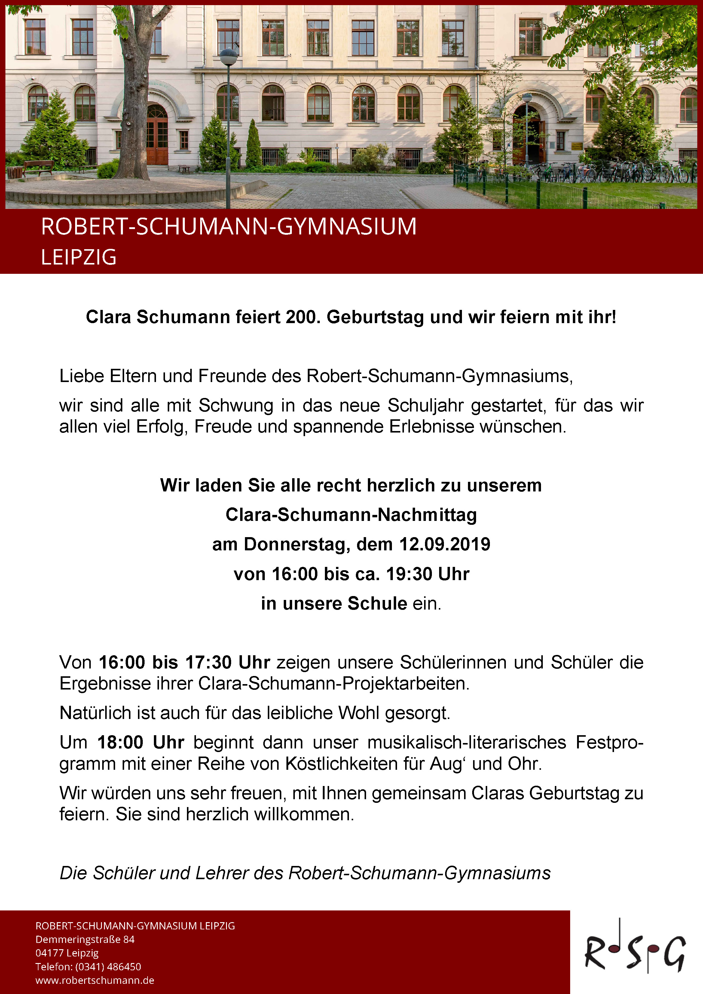 Clara Schumann 200 Geburtstag Robert Schumann Gymnasium
